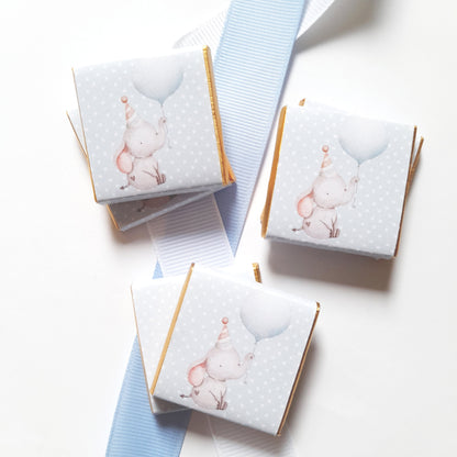 Personalized 1st Birthday Boy Little Elephant Chocolate Favours – Party Bag Fillers (Pack of 25)