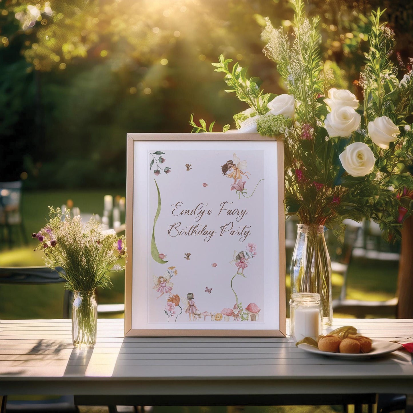 Personalized Fairy Birthday Printed Welcome Sign – Custom Table Centerpiece, Unframed in Various Sizes, Perfect for Party Decor
