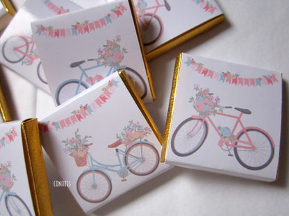 Personalized Spring Bicycle Chocolate Favours – Custom Chocolate Gifts (Pack of 25)