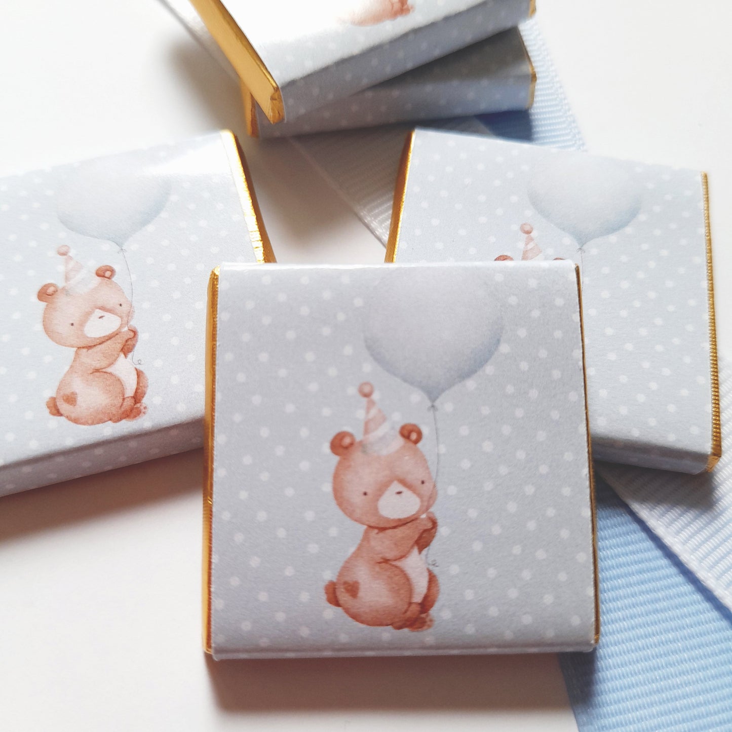 Personalized 1st Birthday Baby Bear Chocolate Favours – Party Bag Fillers (Pack of 25)