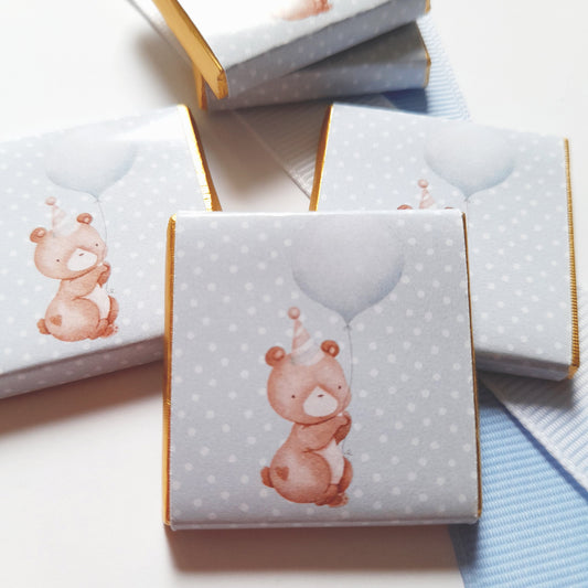 Personalized 1st Birthday Baby Bear Chocolate Favours – Party Bag Fillers (Pack of 25)