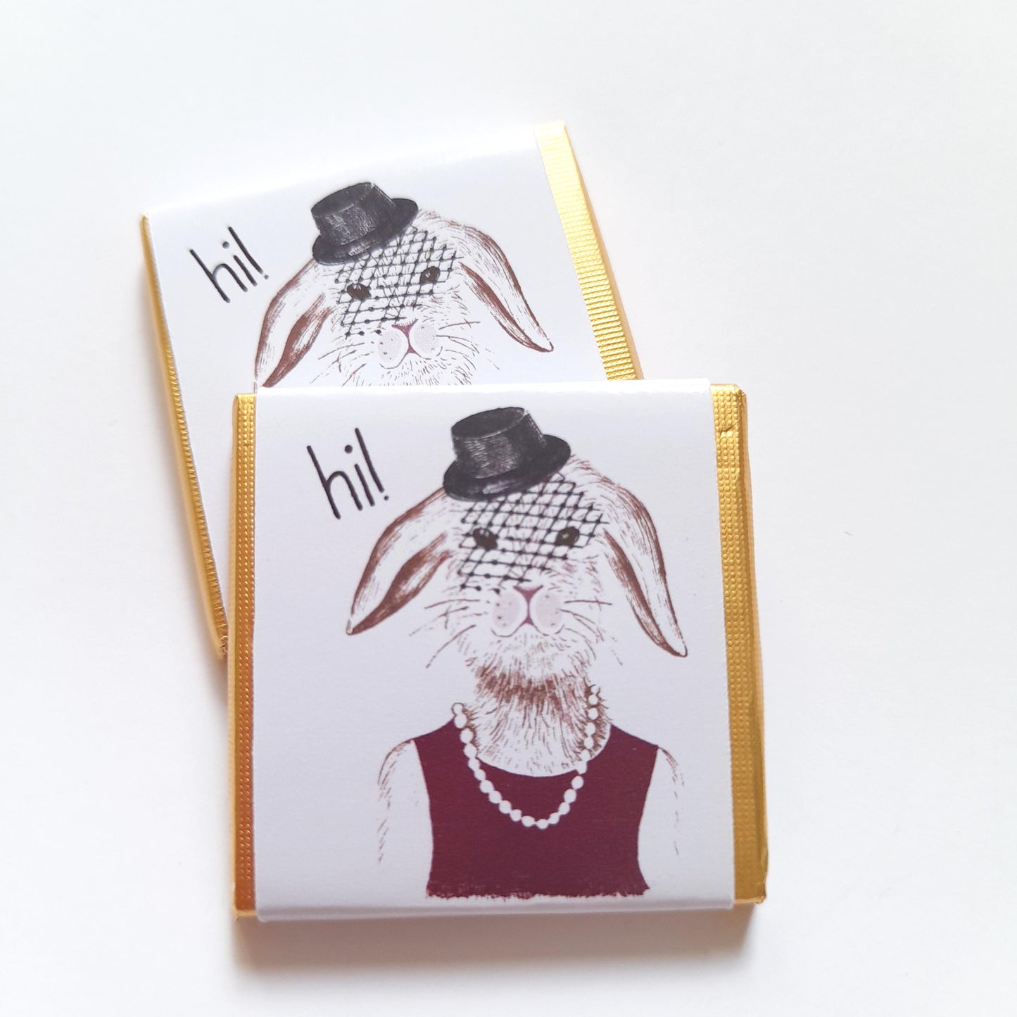 Personalized Fancy Bunny Lady Chocolate Favours – Birthday Party Favours (Pack of 25)