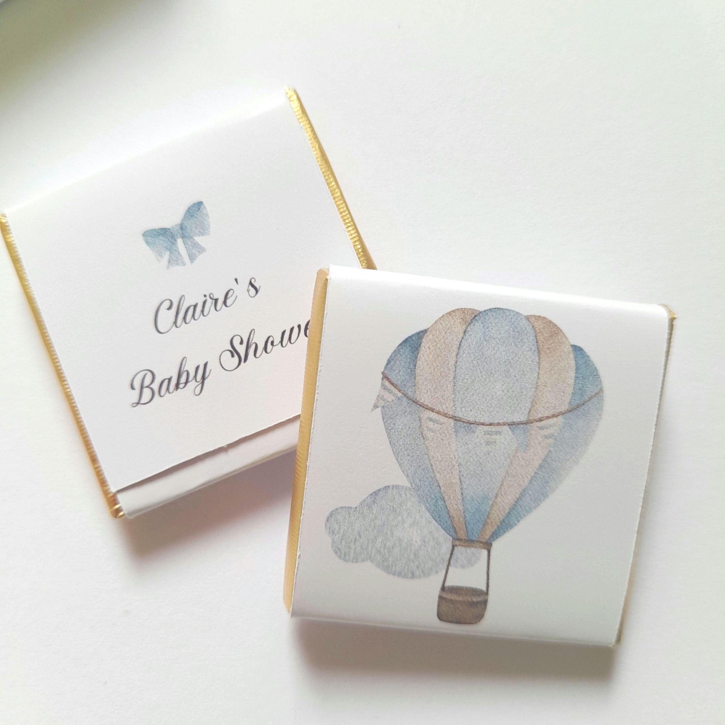 Baby Shower Personalised Chocolate Favours – Blue Hot Air Balloon Theme (Pack of 25)