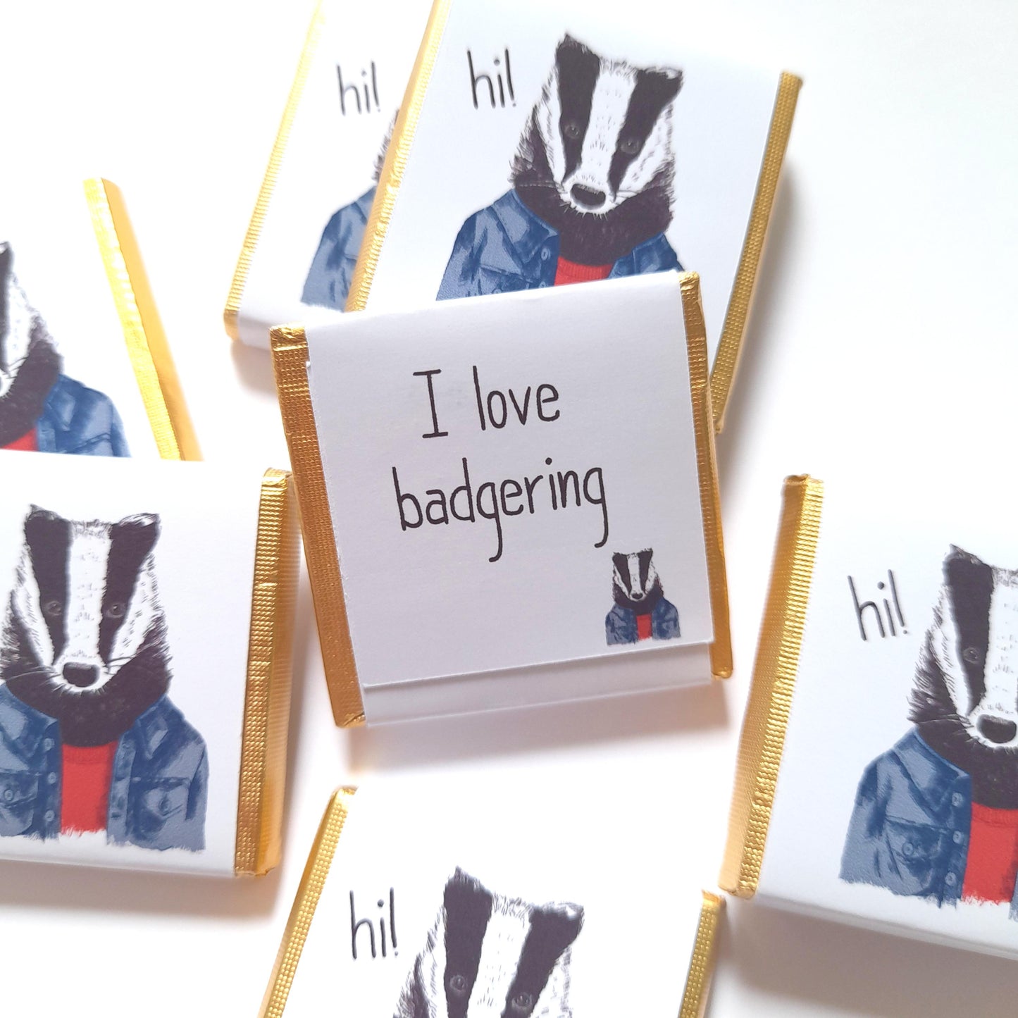 Personalized Badger Chocolate Favours – Custom Birthday Party Treats (Pack of 25)