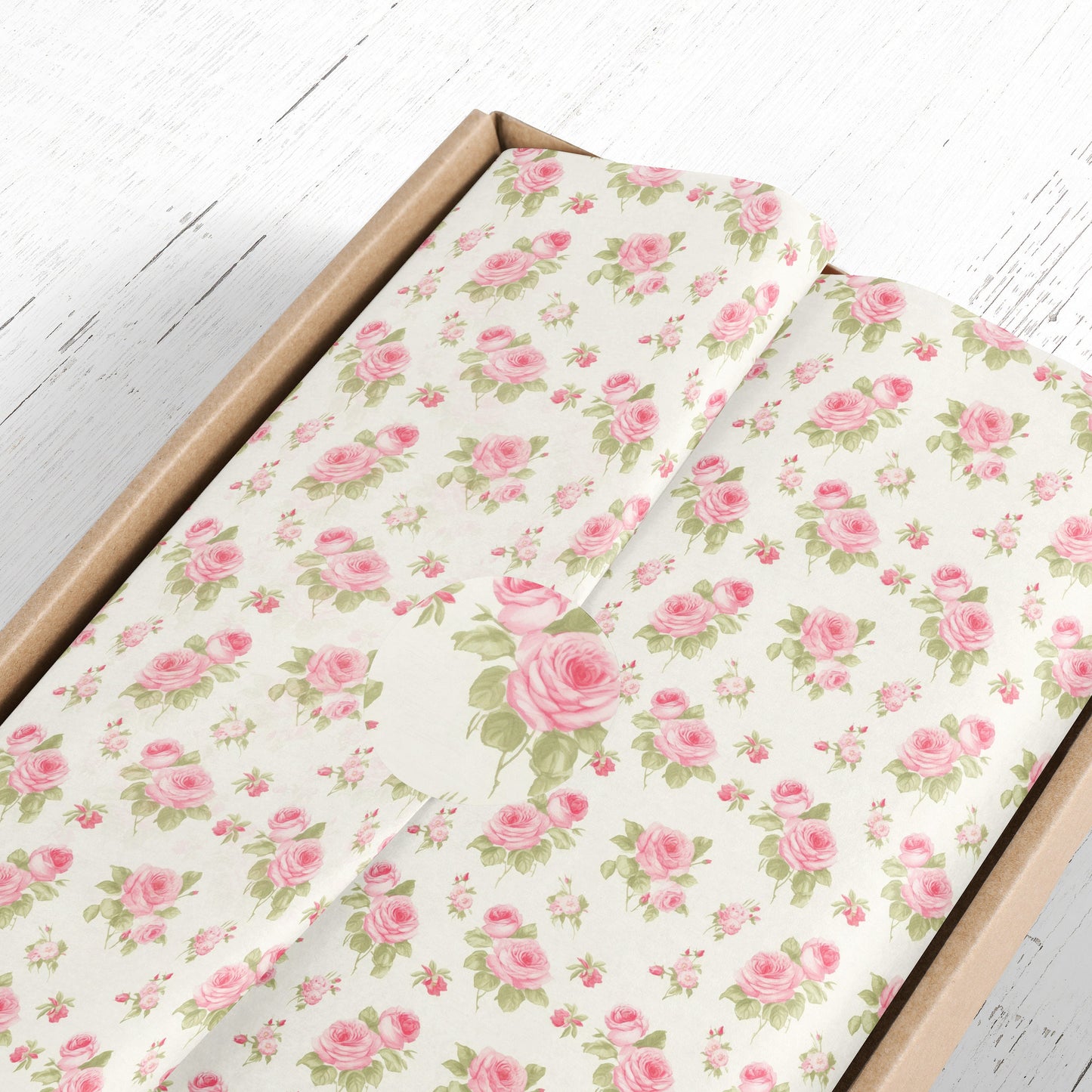 Large Retro Rococo Roses Gift Paper – Elegant Floral Wrapping Sheet