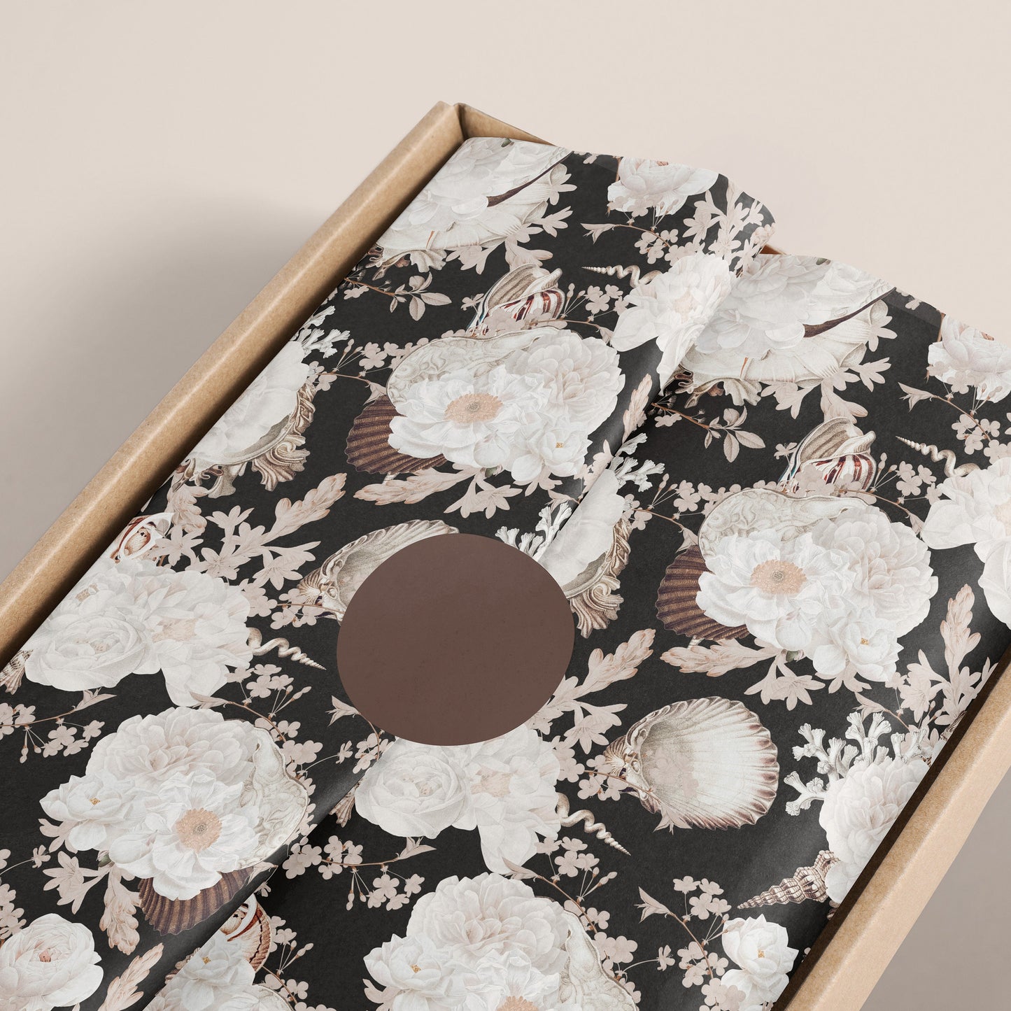 Floral Ocean-Themed Gift Paper – Premium Wrapping Paper Sheet (Large Size)