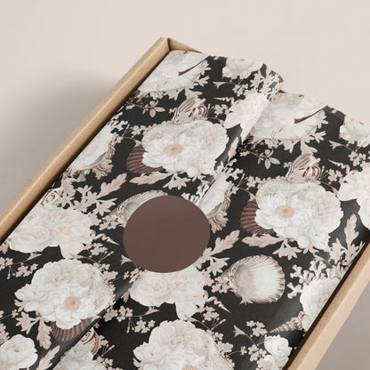 Floral Ocean-Themed Gift Paper – Premium Wrapping Paper Sheet (Large Size)