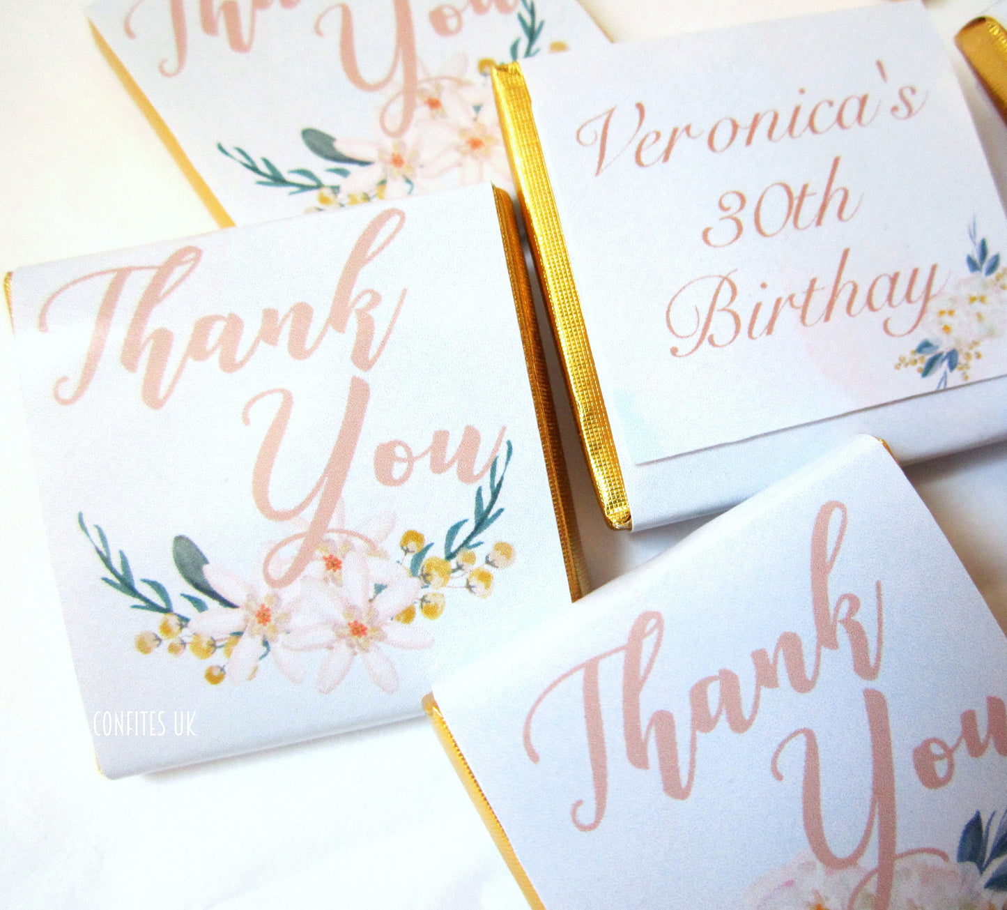 Personalized Thank You Pastel Colours Chocolate Favours – Custom Guest Favours (Pack of 25)