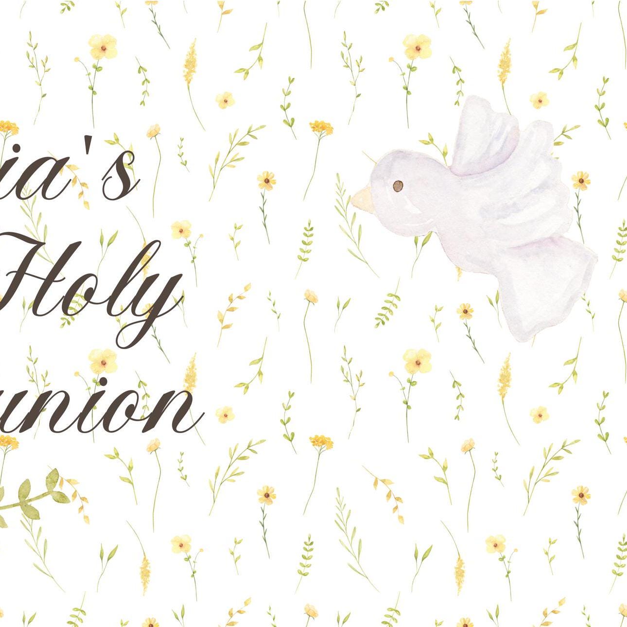 Custom First Communion Banner for Girls – Satin Paper Party Decoration