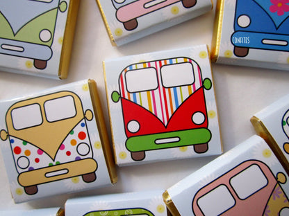 Personalized Camper Van Chocolate Favours – Party Favours for Guests (Pack of 25)