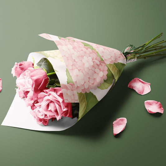 Pink and Cream Hydrangeas Gift Paper Sheet – Large Floral Wrapping Paper