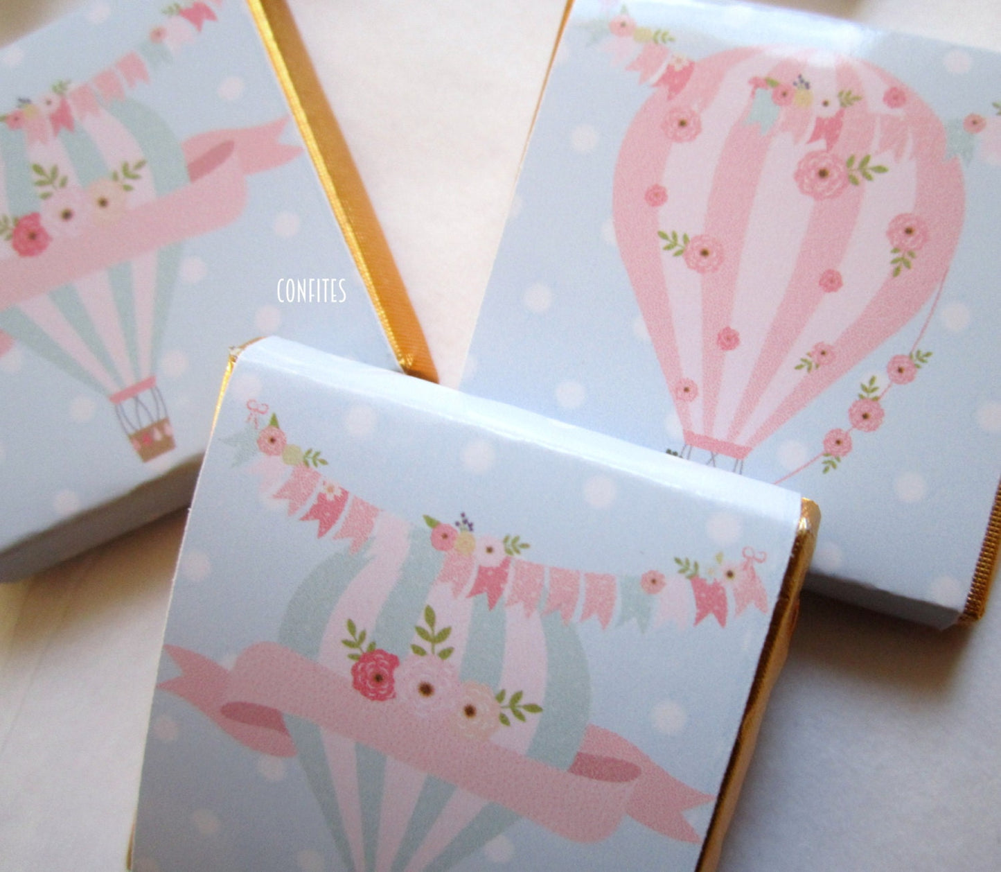 Hot Air Balloon Personalized Chocolate Favours – Baby Shower Guest Favours (Set of 25)
