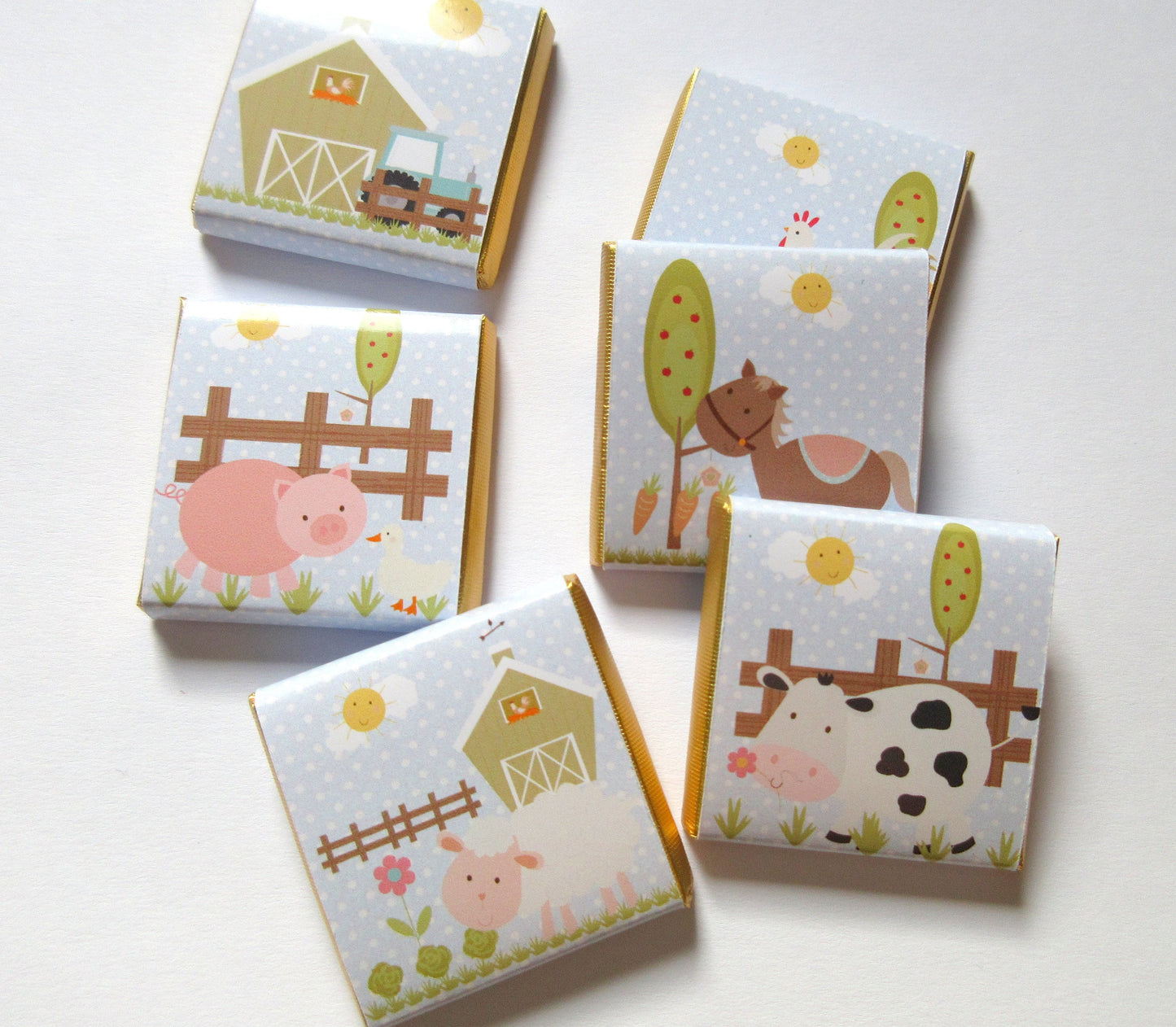 Farmyard Personalized Chocolate Favours – Cute Farm Animal Party Treats (Pack of 25)