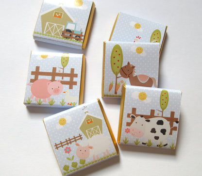 Farmyard Personalized Chocolate Favours – Cute Farm Animal Party Treats (Pack of 25)