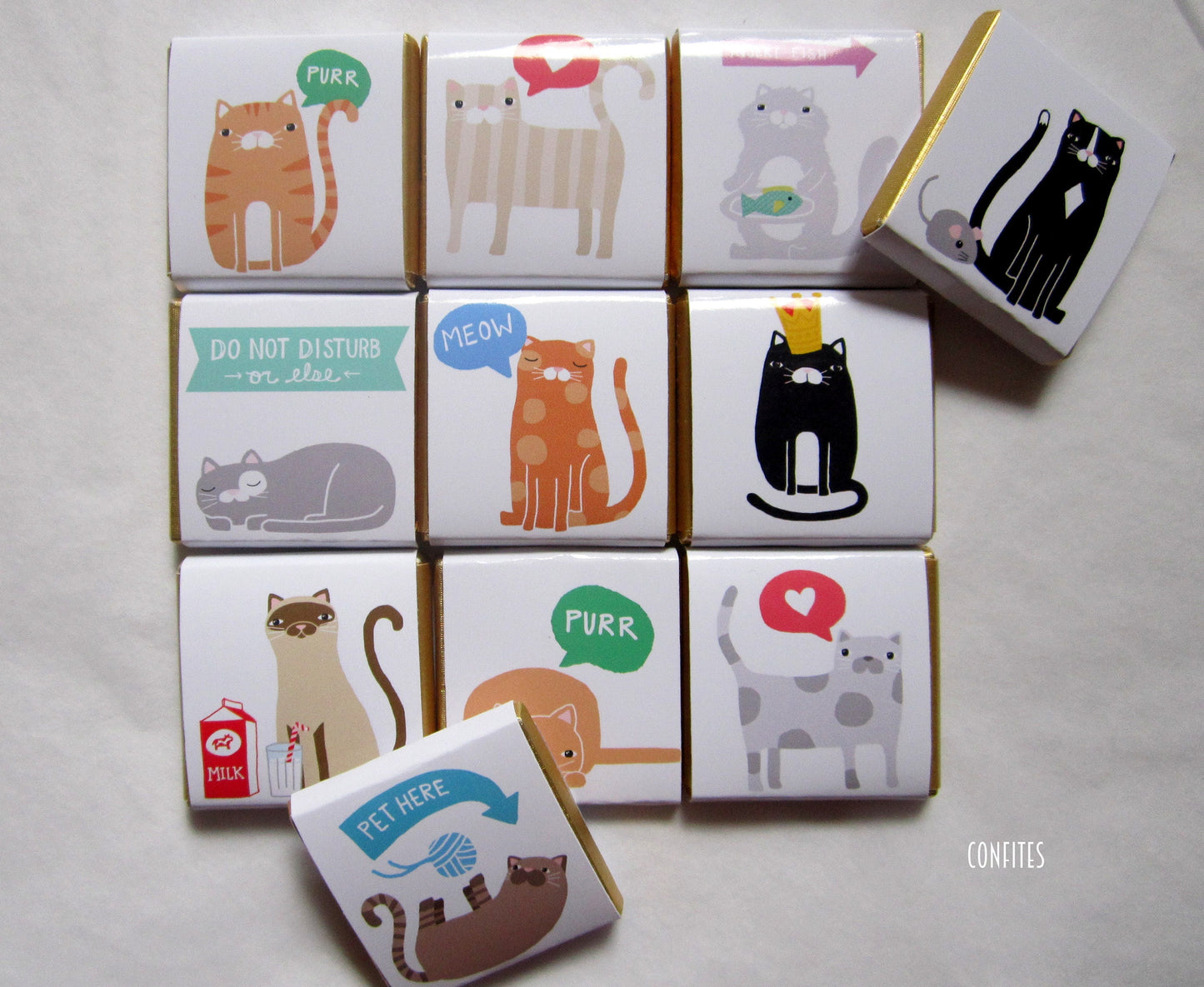 Cats Personalized Chocolate Favours – Cute Cat Designs, Party Treats, Pack of 25