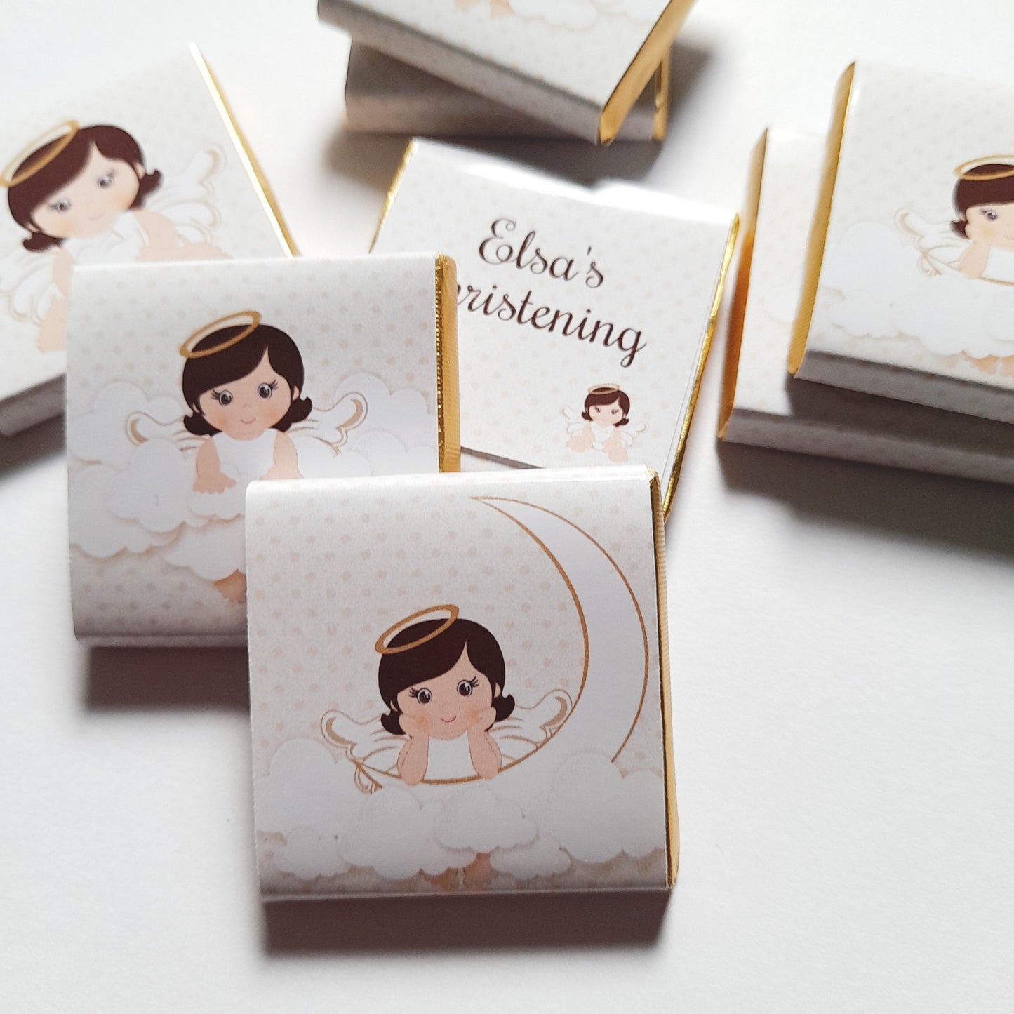 Personalized Little Angel Girl Chocolate Favours – Christening Guest Favours (Pack of 25)