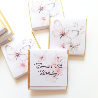 Personalized Birthday Butterflies Chocolate Favours – Elegant Guest Favours (Pack of 25)