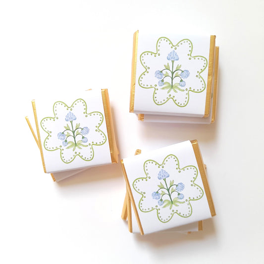 Elegant Pastel Blue Flower Thank You Chocolates – Wedding & Birthday Favours (Pack of 25)