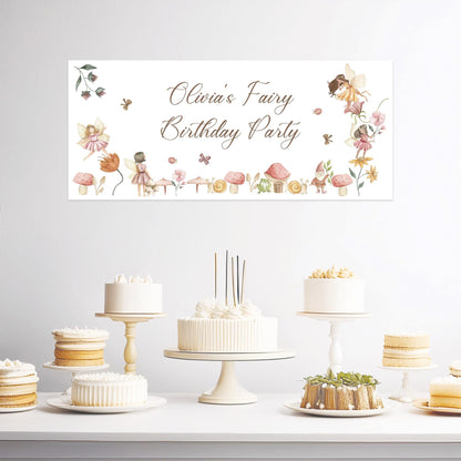Personalised Fairy Birthday Banner – Satin Paper Wall Decor for Magical Party Themes