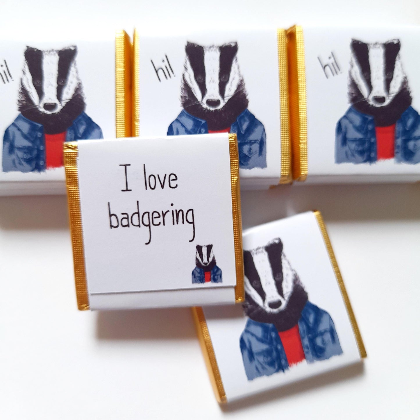 Personalized Badger Chocolate Favours – Custom Birthday Party Treats (Pack of 25)