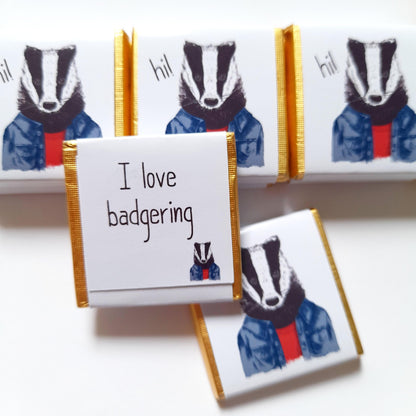 Personalized Badger Chocolate Favours – Custom Birthday Party Treats (Pack of 25)