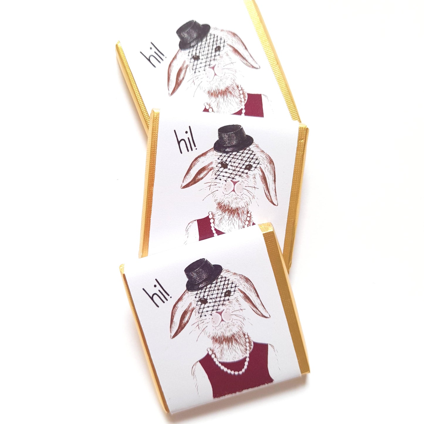Personalized Fancy Bunny Lady Chocolate Favours – Birthday Party Favours (Pack of 25)