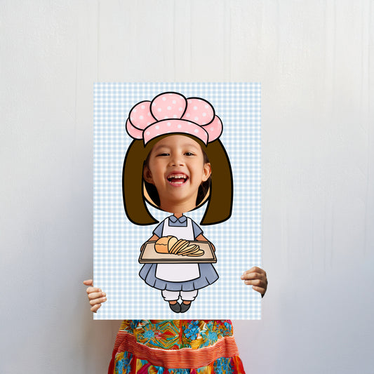 Baker Girl Face in the Hole Photo Booth Prop – Kids Party Foam Board