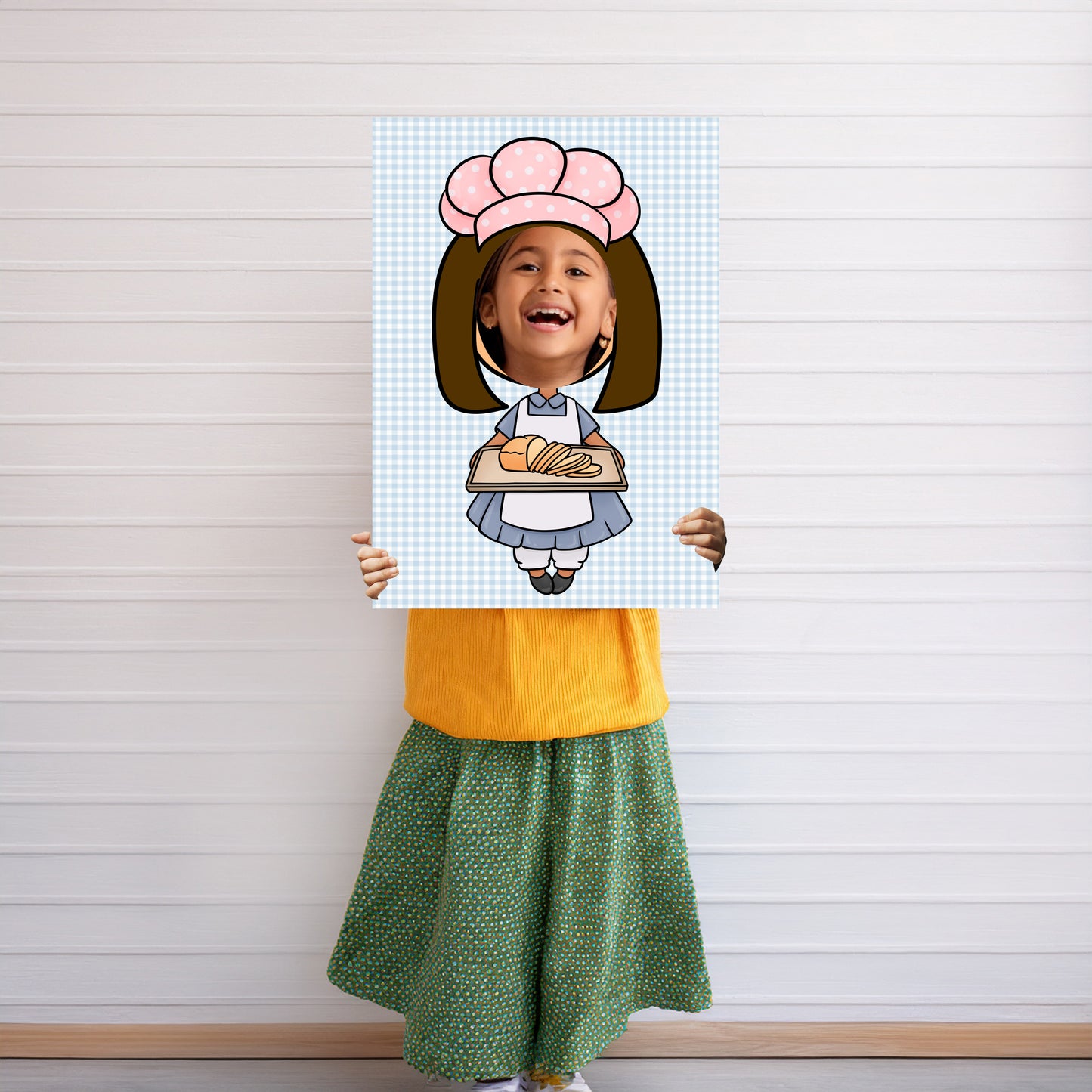 Baker Girl Face in the Hole Photo Booth Prop – Kids Party Foam Board