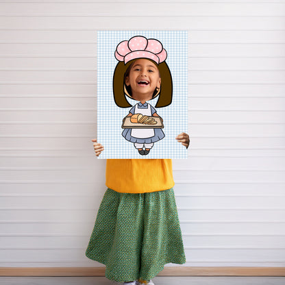Baker Girl Face in the Hole Photo Booth Prop – Kids Party Foam Board