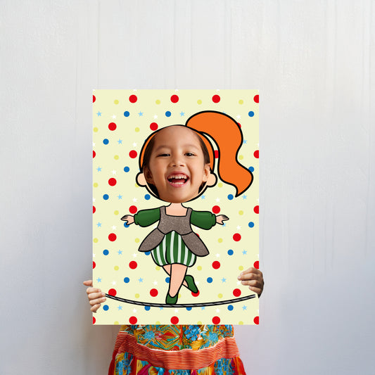 Circus Tightrope Girl Face in the Hole Photo Booth Prop