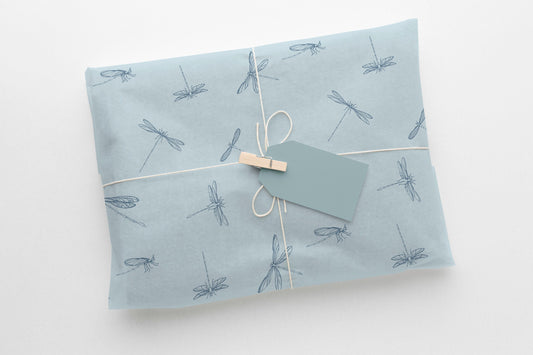 Blue Dragonflies Gift Paper Sheet – Large Size, Perfect for Wrapping