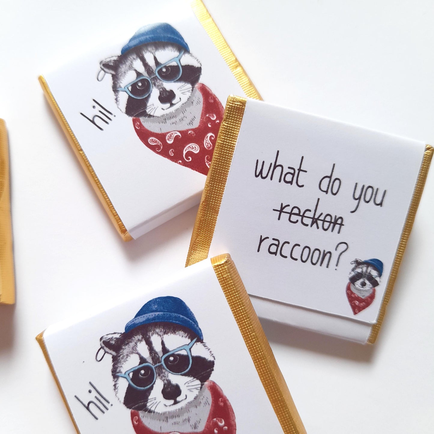 Personalized Raccoon Chocolate Favours – Birthday Party Favours (Pack of 25)