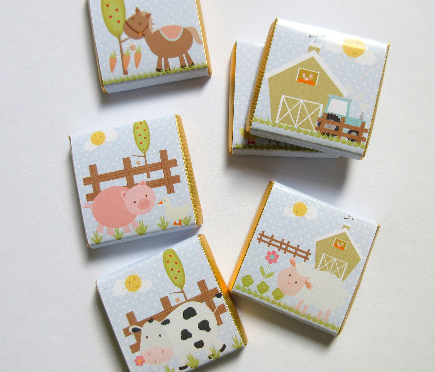 Farmyard Personalized Chocolate Favours – Cute Farm Animal Party Treats (Pack of 25)
