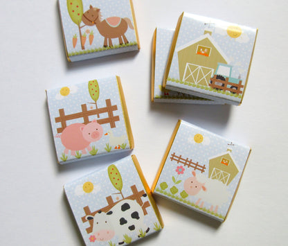 Farmyard Personalized Chocolate Favours – Cute Farm Animal Party Treats (Pack of 25)