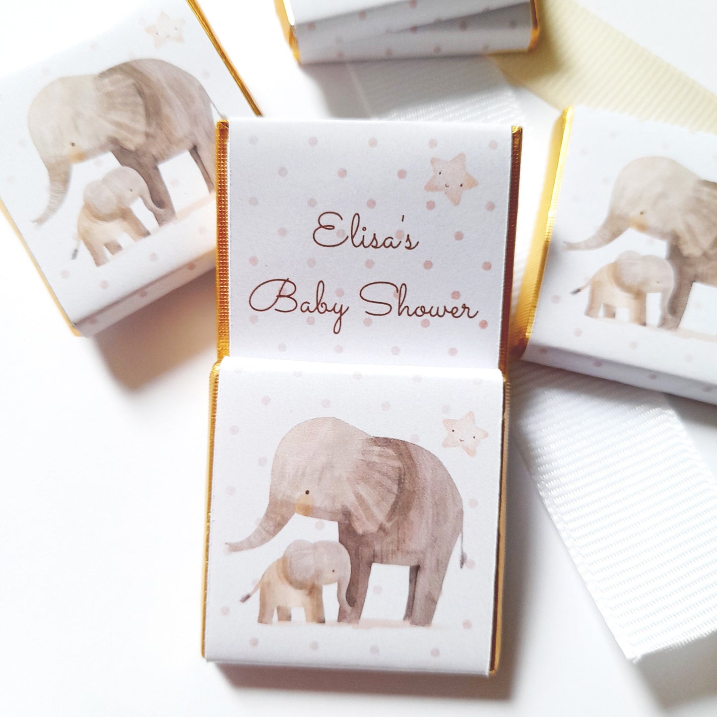 Personalized Baby Shower Mama Elephant Chocolate Favours – Party Bag Fillers (Pack of 25)