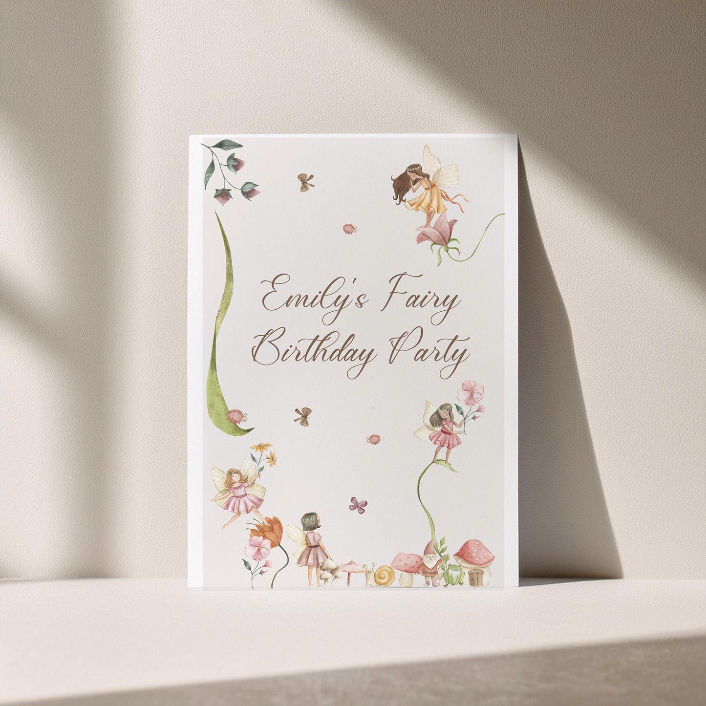 Personalized Fairy Birthday Printed Welcome Sign – Custom Table Centerpiece, Unframed in Various Sizes, Perfect for Party Decor