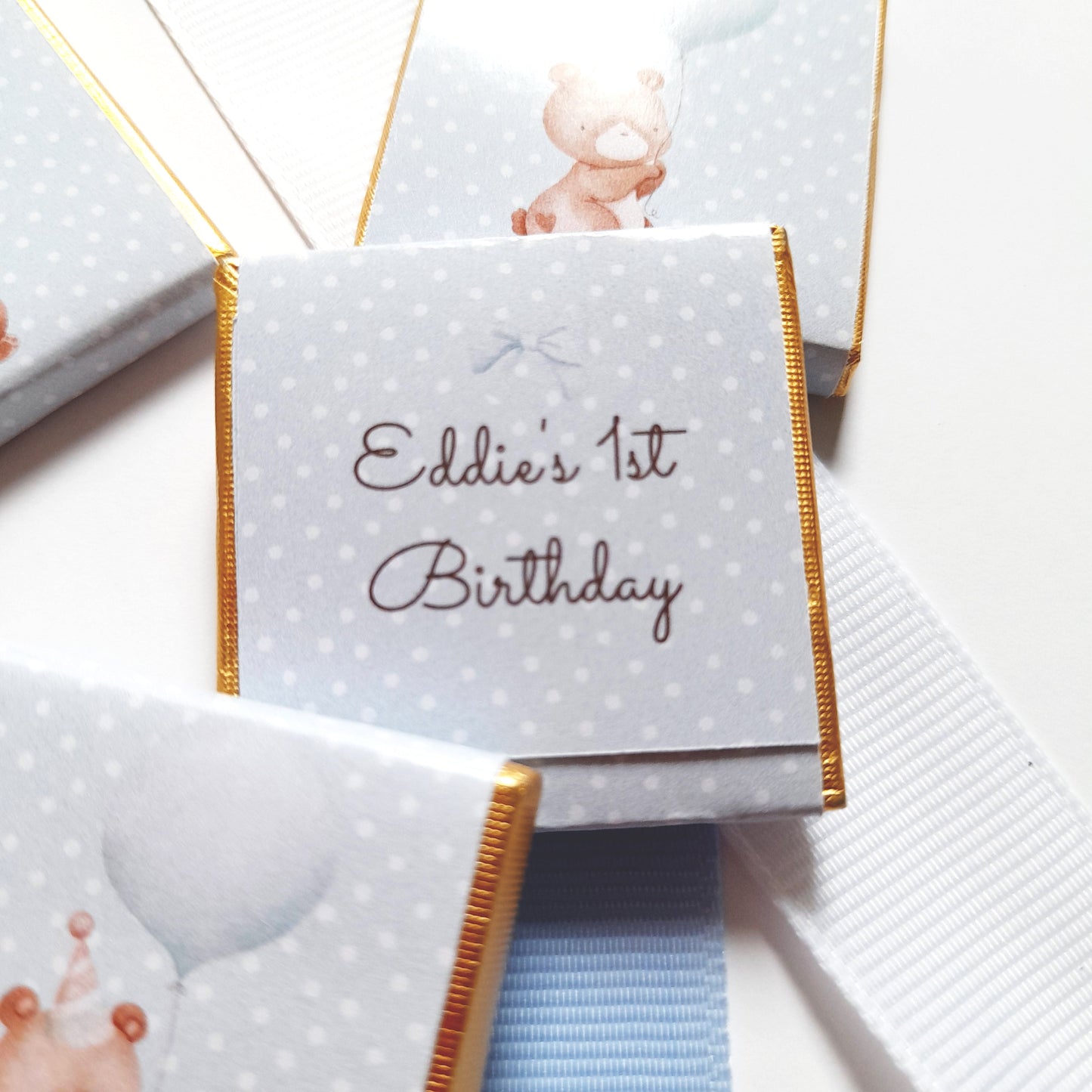 Personalized 1st Birthday Baby Bear Chocolate Favours – Party Bag Fillers (Pack of 25)