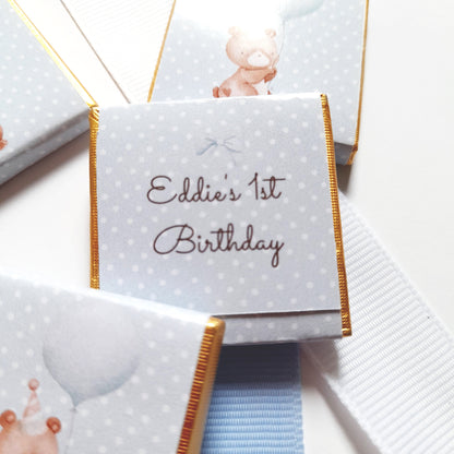 Personalized 1st Birthday Baby Bear Chocolate Favours – Party Bag Fillers (Pack of 25)