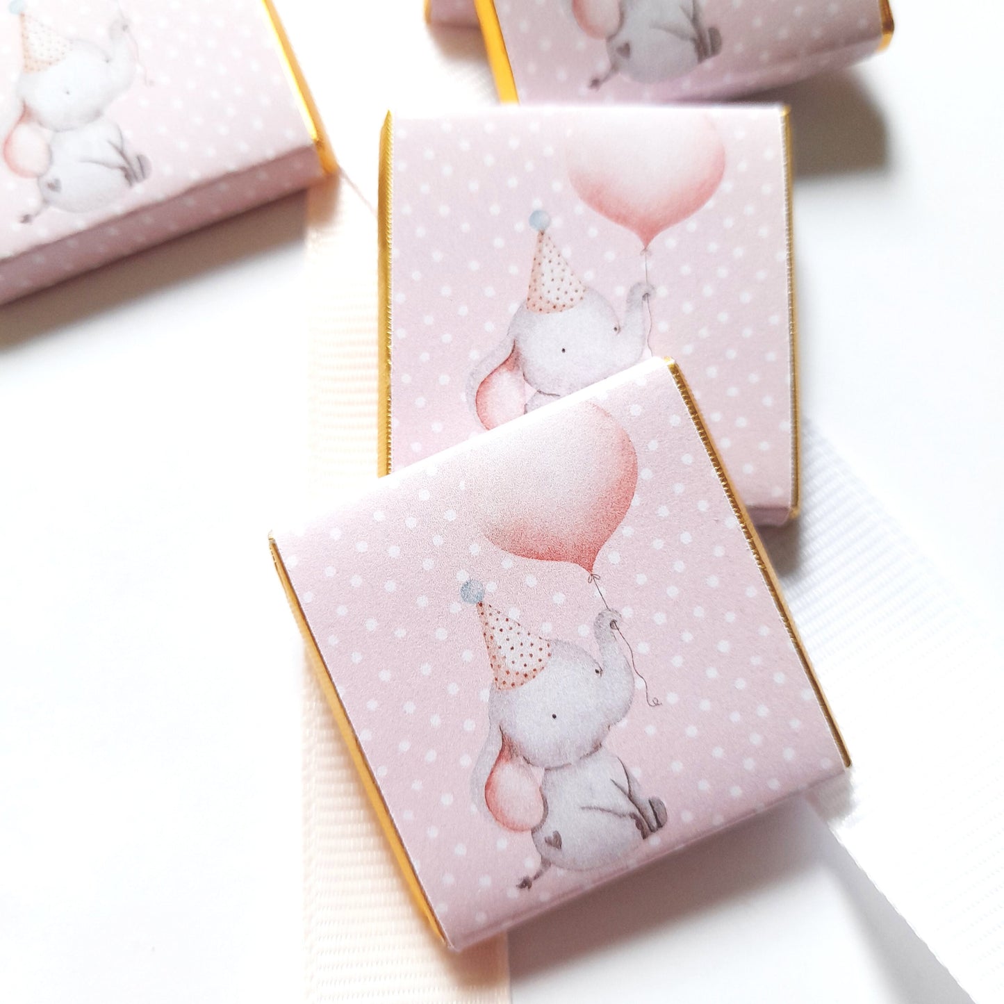 Personalized 1st Birthday Girl Elephant Chocolate Favours – Party Bag Fillers, 25 Pcs