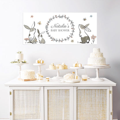 Custom Bunny Baby Shower Banner – Adorable Rabbit Theme Party Decoration