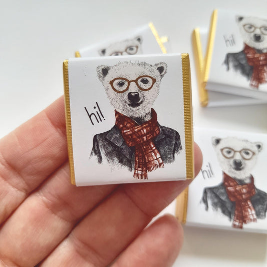 Personalized Urban Bear Chocolate Favours – Unique Birthday Party Favours, Pack of 25