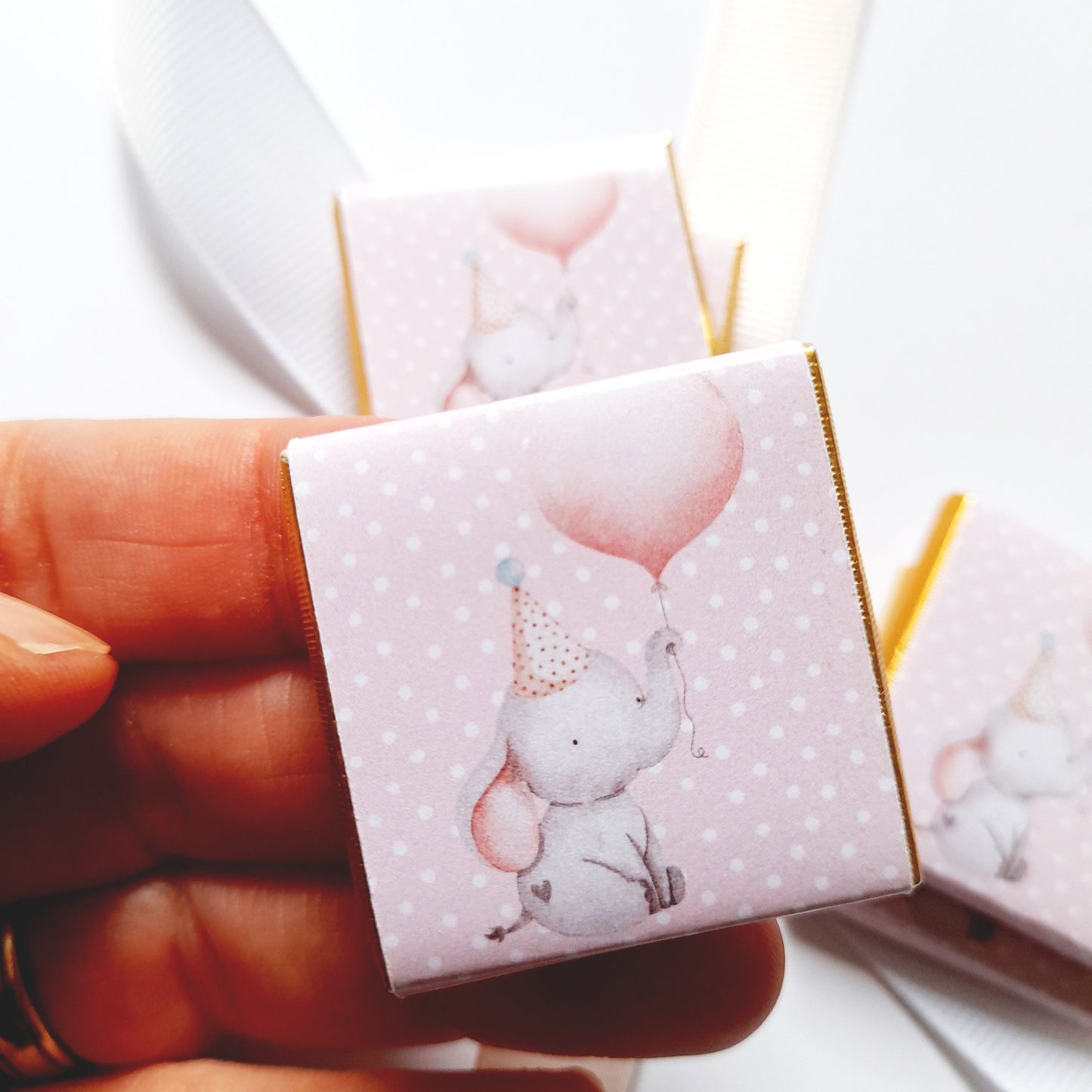 Personalized 1st Birthday Girl Elephant Chocolate Favours – Party Bag Fillers, 25 Pcs