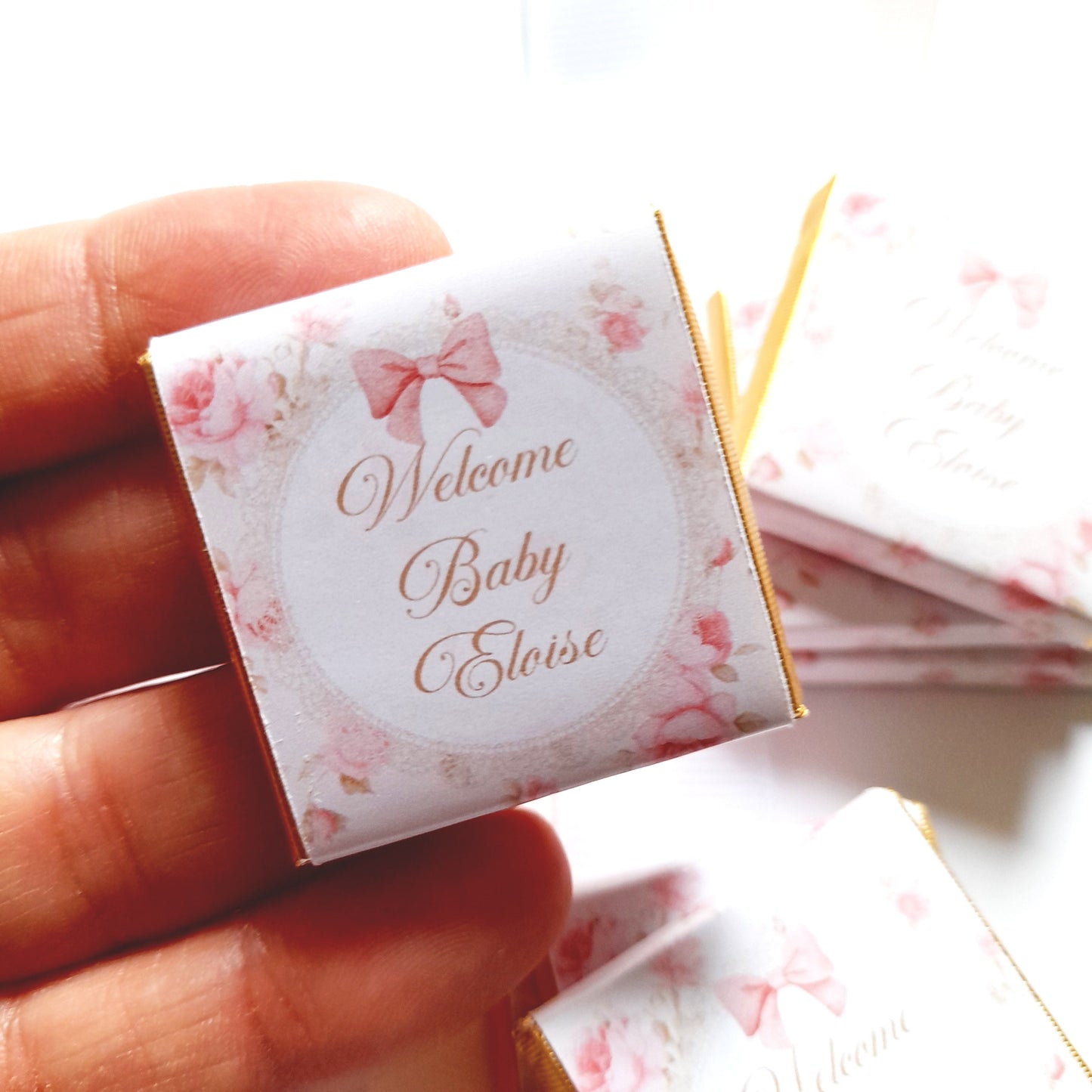 Welcome Baby Girl Personalized Chocolate Favours – Party Bag Fillers, Pack of 25