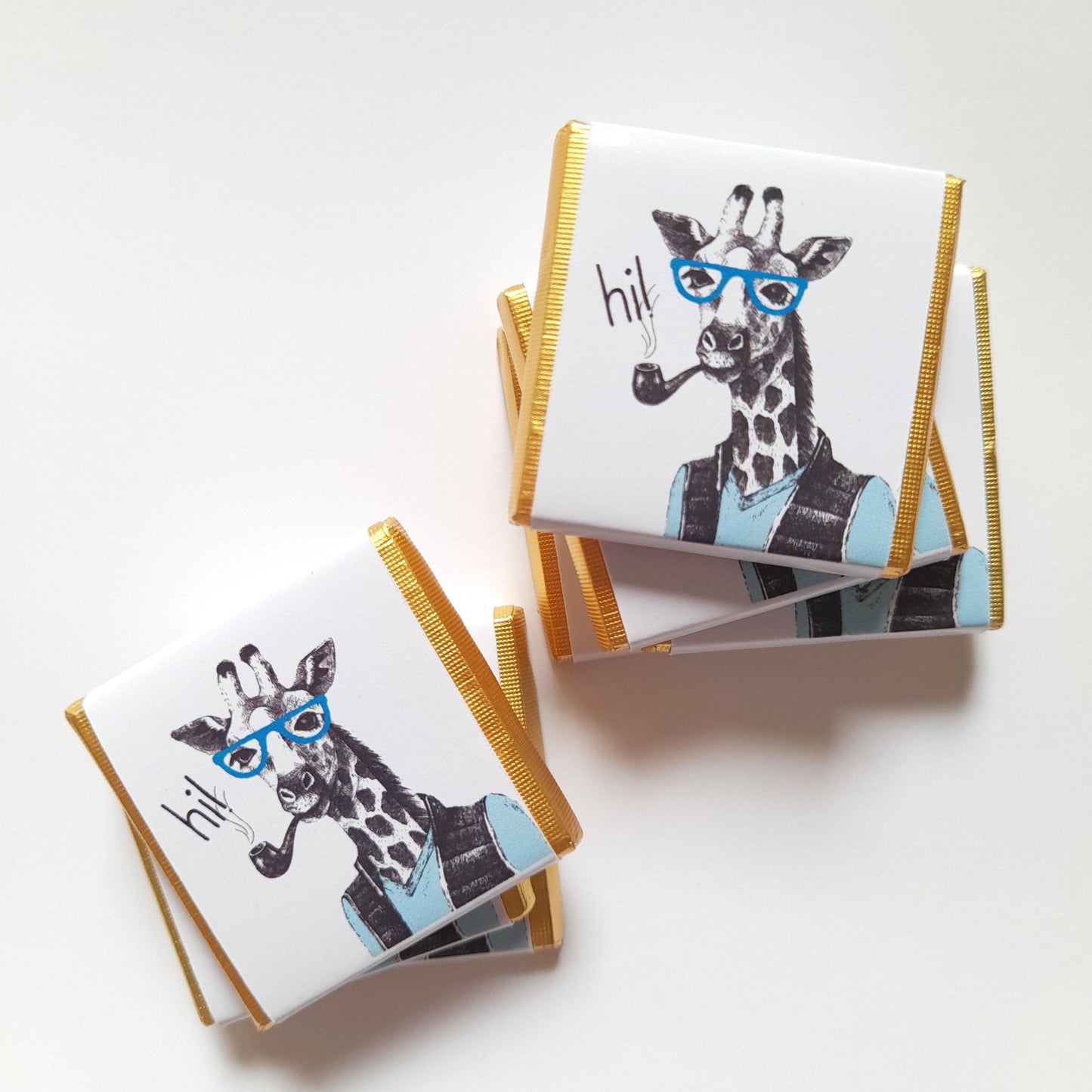 Personalized Urban Giraffe Chocolate Favours – Custom Birthday Party Favours (Pack of 25)
