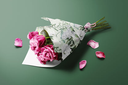 Botanical White & Green Gift Paper – Luxury Wrapping Sheet (Large Size)