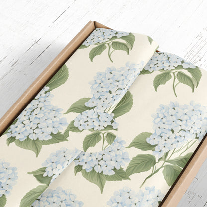Blue Hydrangeas Gift Paper Sheet – Large Size Floral Wrapping Paper