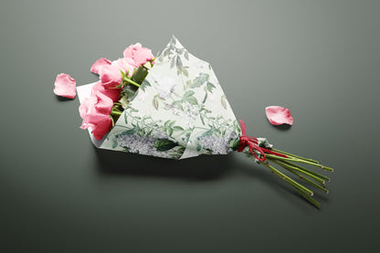 Botanical White & Green Gift Paper – Luxury Wrapping Sheet (Large Size)