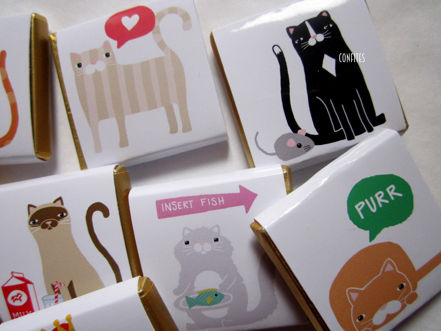 Cats Personalized Chocolate Favours – Cute Cat Designs, Party Treats, Pack of 25