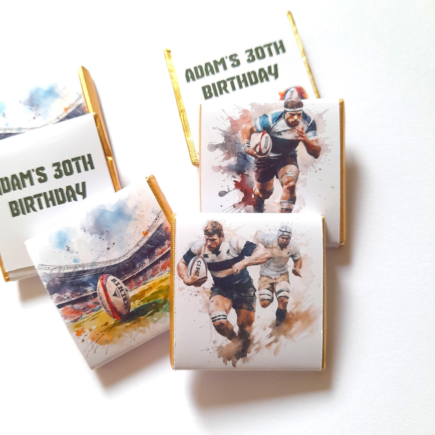 Rugby Player personalised chocolate favours,  pack of 25