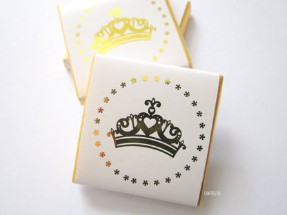 Personalized Golden Crown Chocolate Favours – Elegant Party Favours for Any Occasion (Pack of 25)